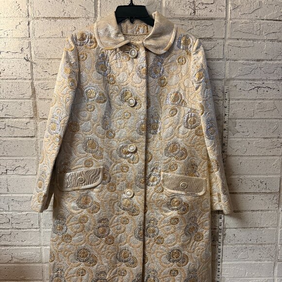 Royal indian Tailors Jackets & Blazers - Royal India Tailors Metallic Gold & Silver Brocade Coat – Vintage Mod Glam –